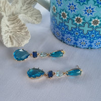Primavera Crystal Earrings Aquamarine and Sapphire