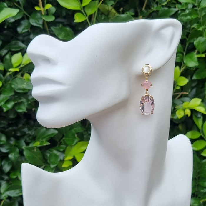 Primavera Crystal Earrings Mother of Pearl Rose