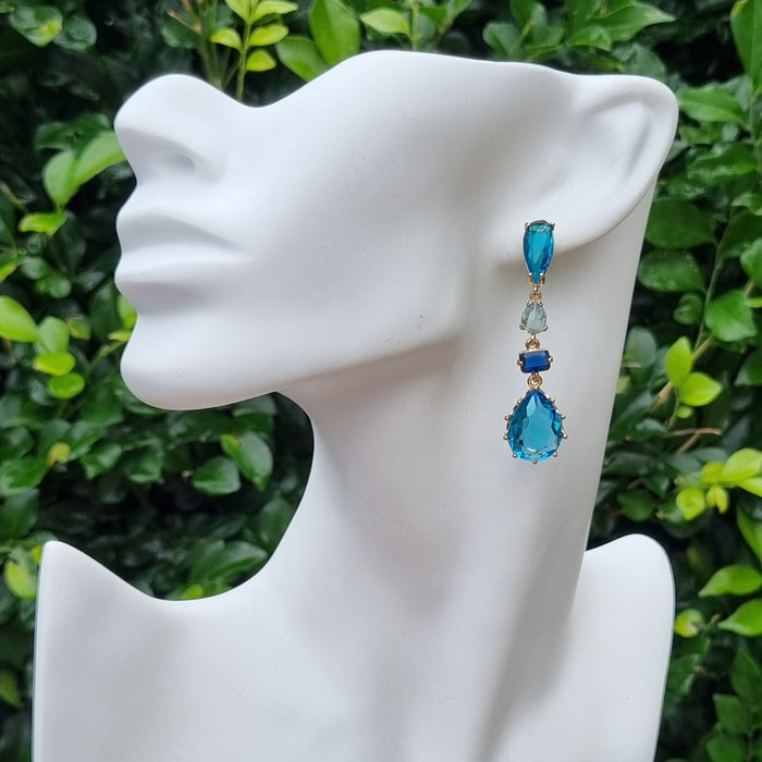 Primavera Crystal Earrings Aquamarine and Sapphire