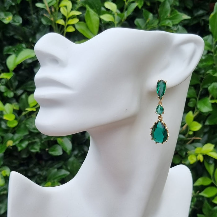 Primavera Crystal Earrings Emerald Teardrop