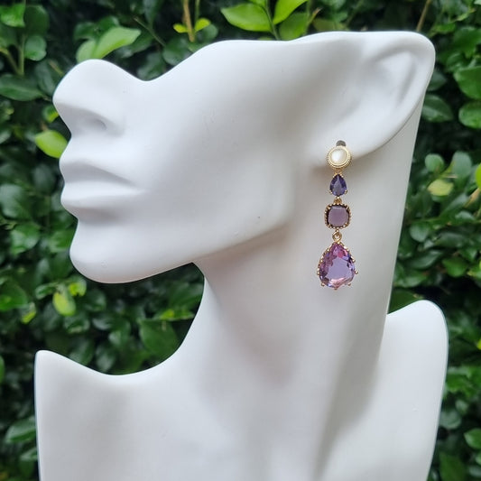 Primavera Crystal Earrings  Mother of Pearl Violet