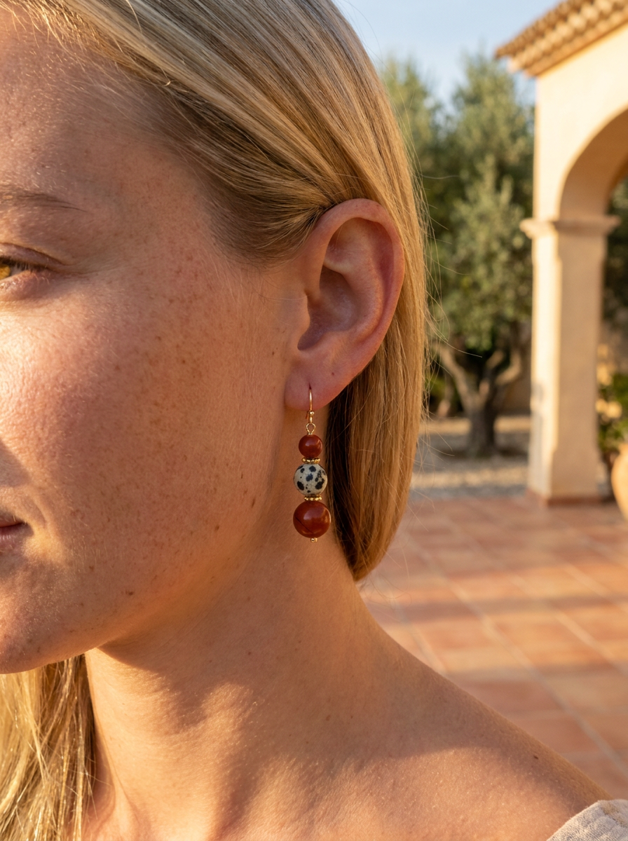 Ravello Red and Damation Jasper Earrings