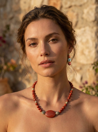 Ravello Red and Damation Jasper Earrings and necklace