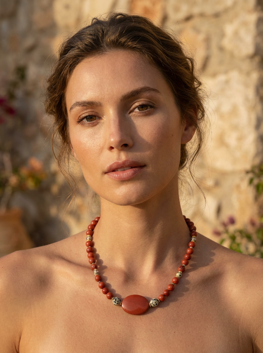 Ravello Red and Damation Jasper necklace