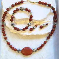 Ravello Red and Damation Jasper necklace bracelet and earrings