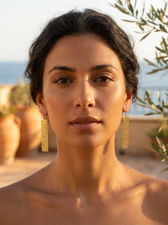 Rectangle long drop Earring