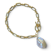 Rosa Baroque Freshwater Pearl Toggle Chain Bracelet