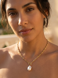 Rosa Large Baroque Freshwater Pearl Toggle Chain Necklace