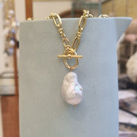 Rosa Large Baroque Freshwater Pearl Toggle Chain Necklace