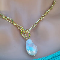 Rosa Large Baroque Freshwater Pearl Toggle Chain Necklace