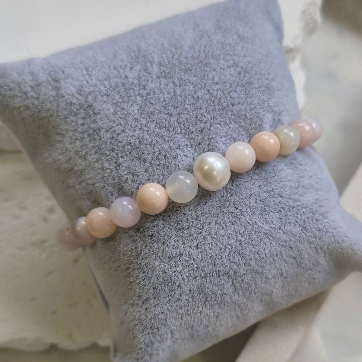 Rosalie Pink Opal and Pearl Bracelet