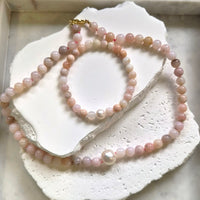 Rosalie Pink Opal and Pearl Bracelet and necklace