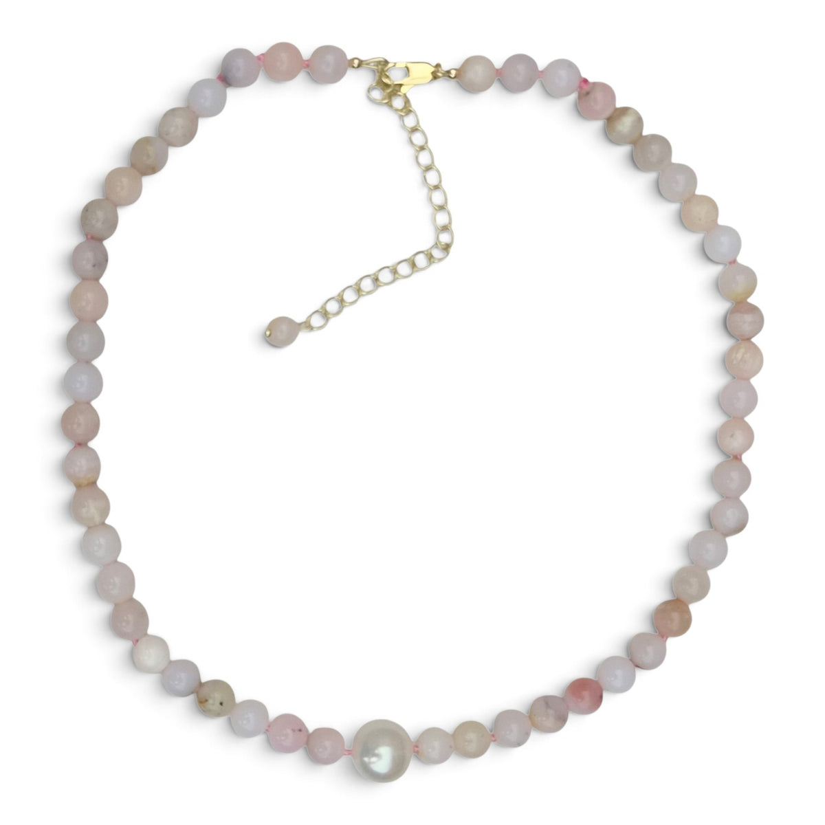 Rosalie Pink Opal and Pearl Necklace