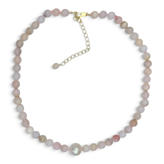 Rosalie Pink Opal and Pearl Necklace