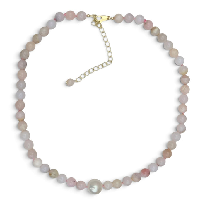 Rosalie Pink Opal and Pearl Necklace