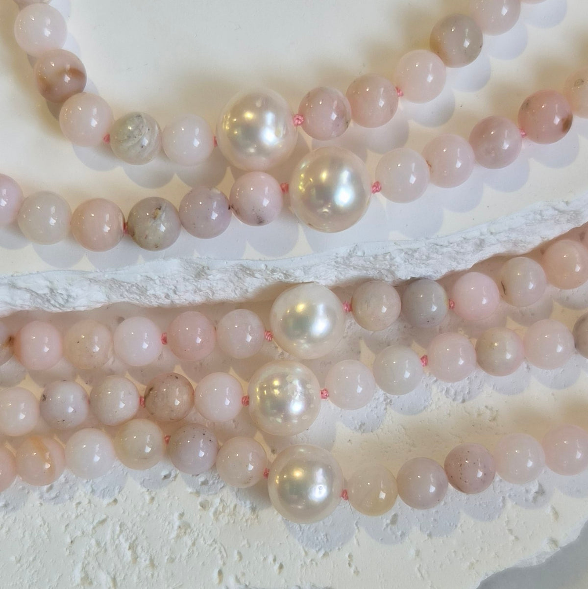 Rosalie Pink Opal and Pearl Necklace