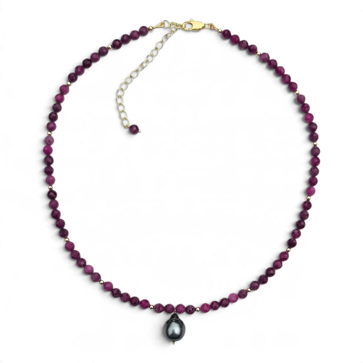 Rubelle Ruby with Tahitian Pearl pendant Necklace