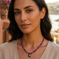 Rubelle Ruby with Tahitian Pearl pendant Necklace