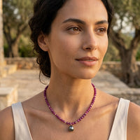 Rubelle Ruby with Tahitian Pearl pendant Necklace