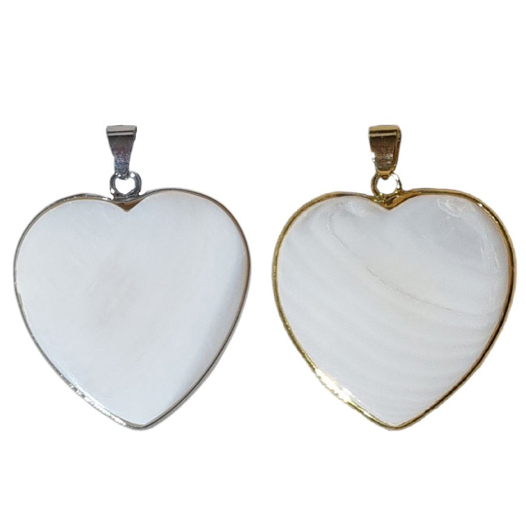 Sage Mother Of Pearl Heart Pendant Charms