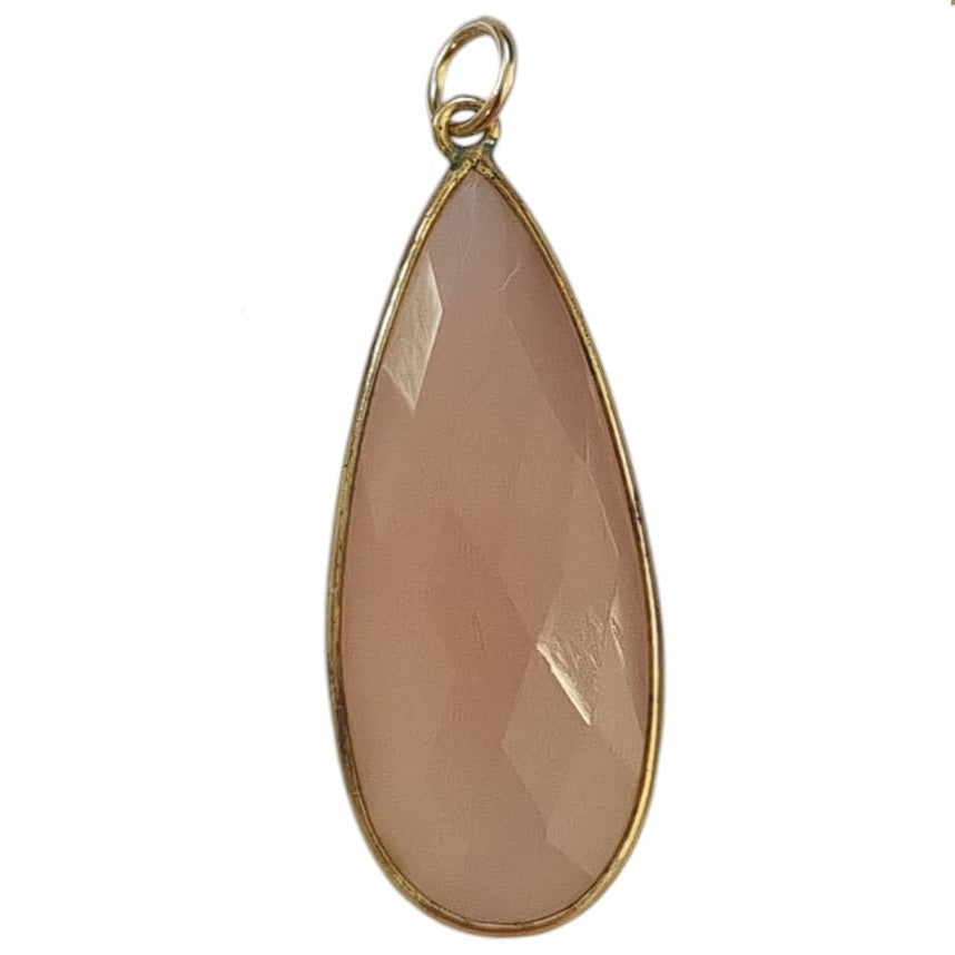 Sage Blue and Pink Chalcedony Pendant and Charms