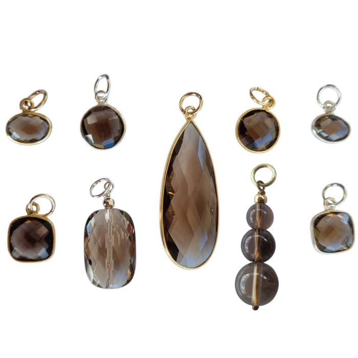 Sage Smokey Quartz Pendant and Charms