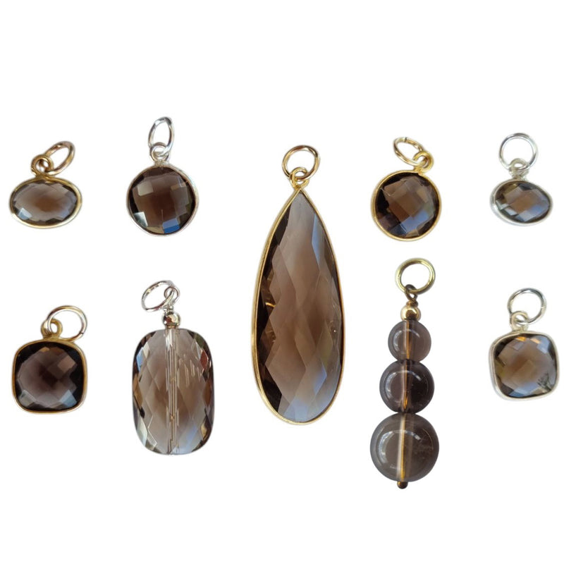 Sage Smokey Quartz Pendant and Charms