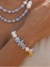 Sava Blue Lace Agate and Pearl Bracelet