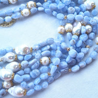 Sava Blue Lace Agate and Pearl necklace