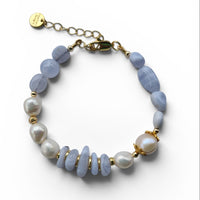 Sava Blue Lace Agate and Pearl Bracelet