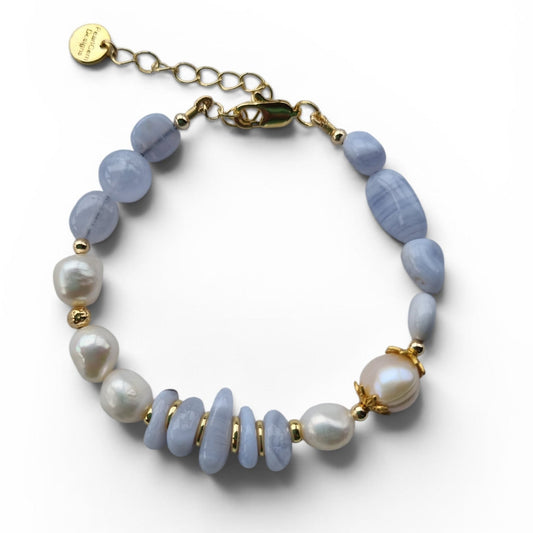 Sava Blue Lace Agate and Pearl Bracelet