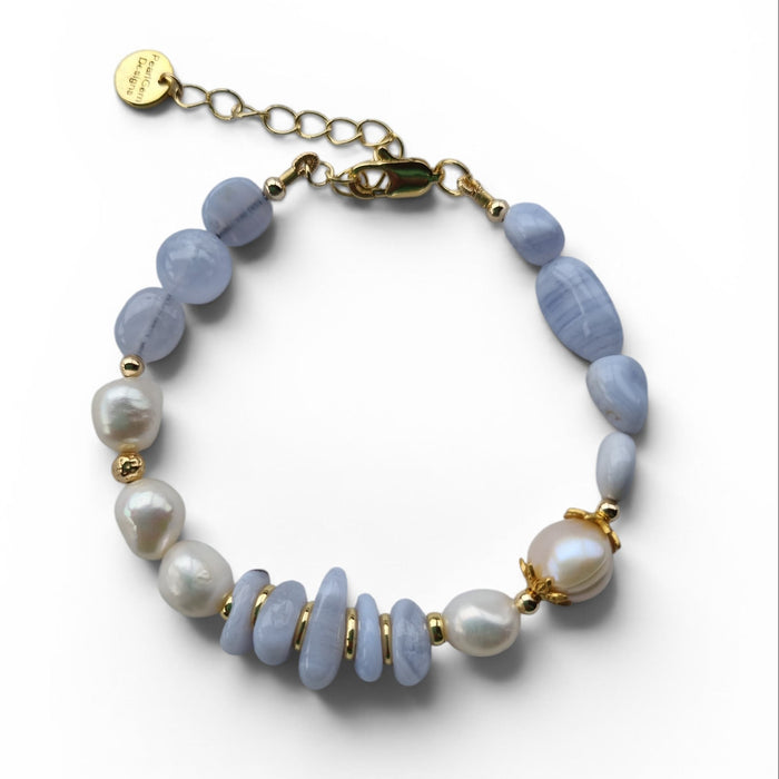 Sava Blue Lace Agate and Pearl Bracelet