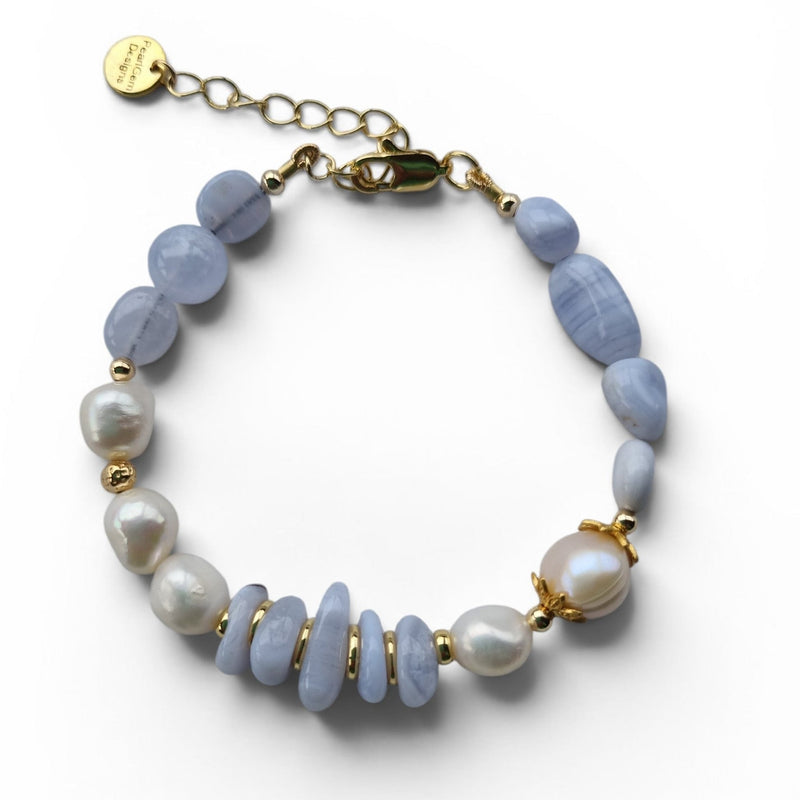 Sava Blue Lace Agate and Pearl Bracelet