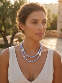 Sava Blue Lace Agate and Pearl necklace