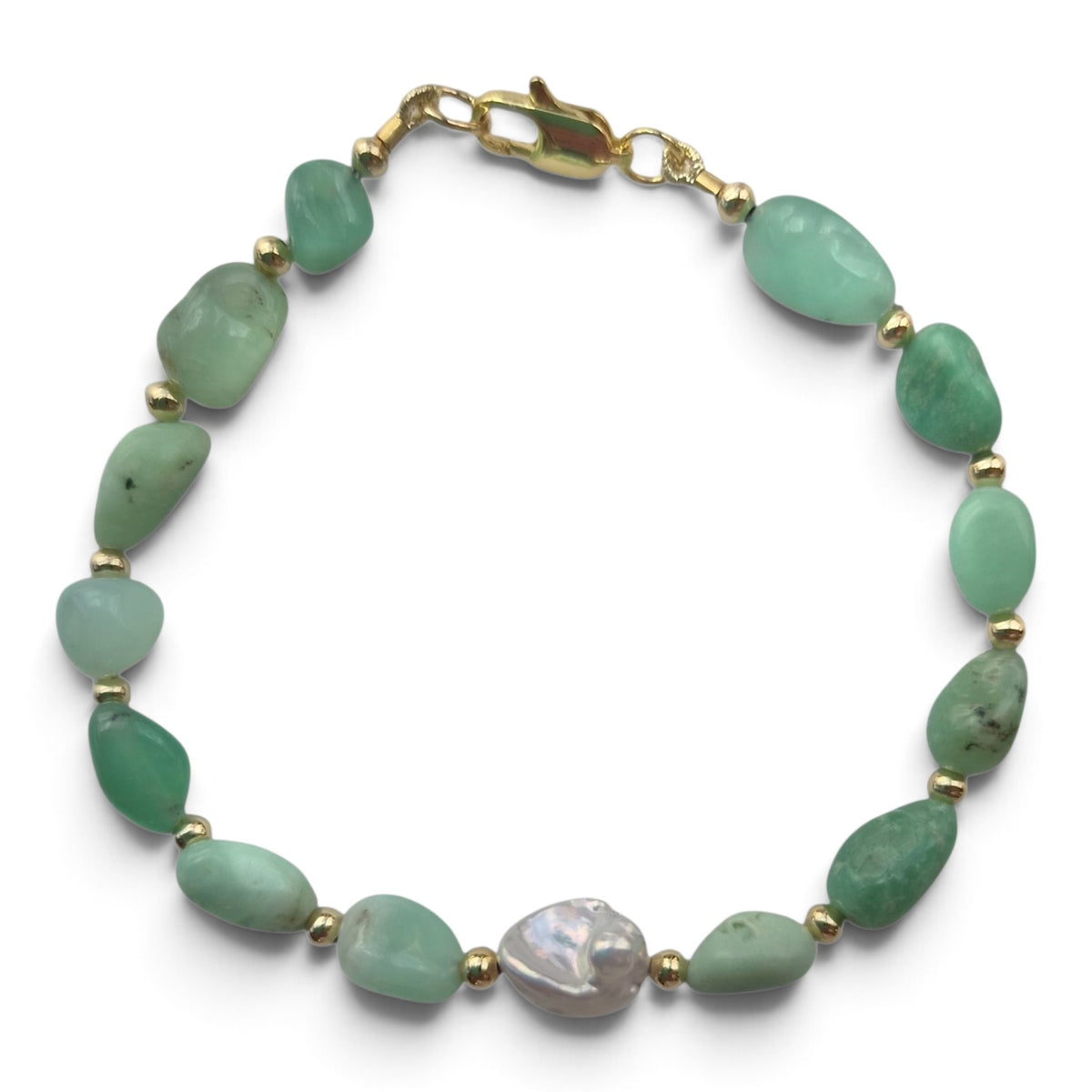 Seafoam Reverie Chrysophase and Keshi Pearl Necklace