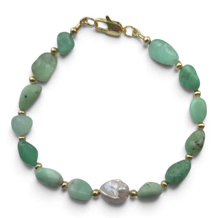 Seafoam Reverie Chrysophase and Keshi Pearl Necklace