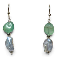 Seafoam Reverie Chrysophase and Keshi Pearl Earrings on model