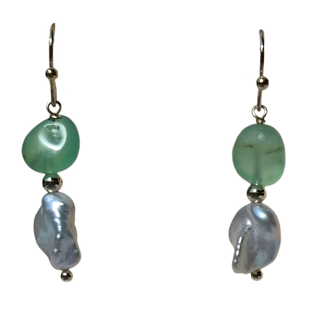 Seafoam Reverie Chrysophase and Keshi Pearl Necklace