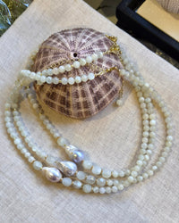 Selunara Moonstone and GreyWhite Baroque Freshwater Pearl Necklace