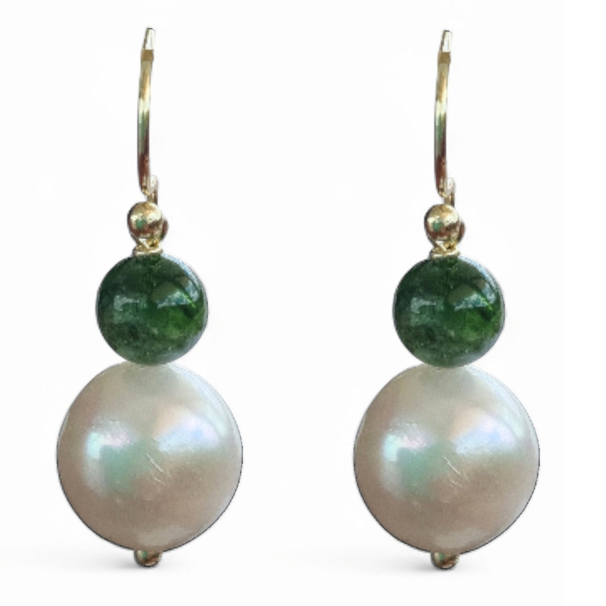 Sierra Freshwater Pearl and Chrome Diopside Earrings