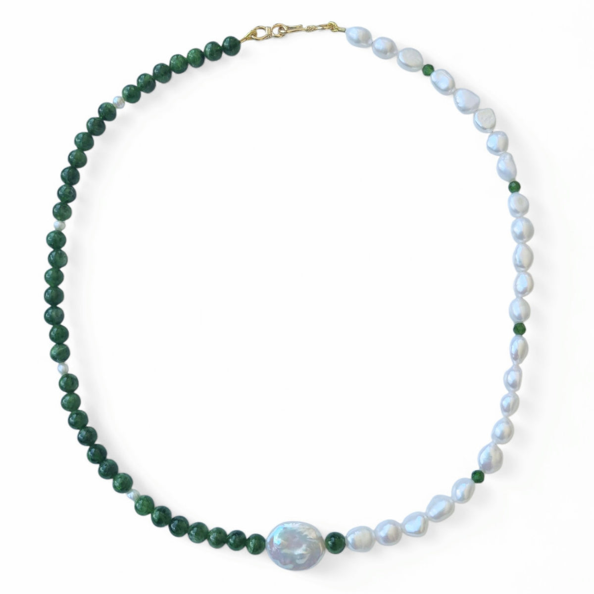 Sierra Freshwater Pearl and Chrome Diopside Necklace