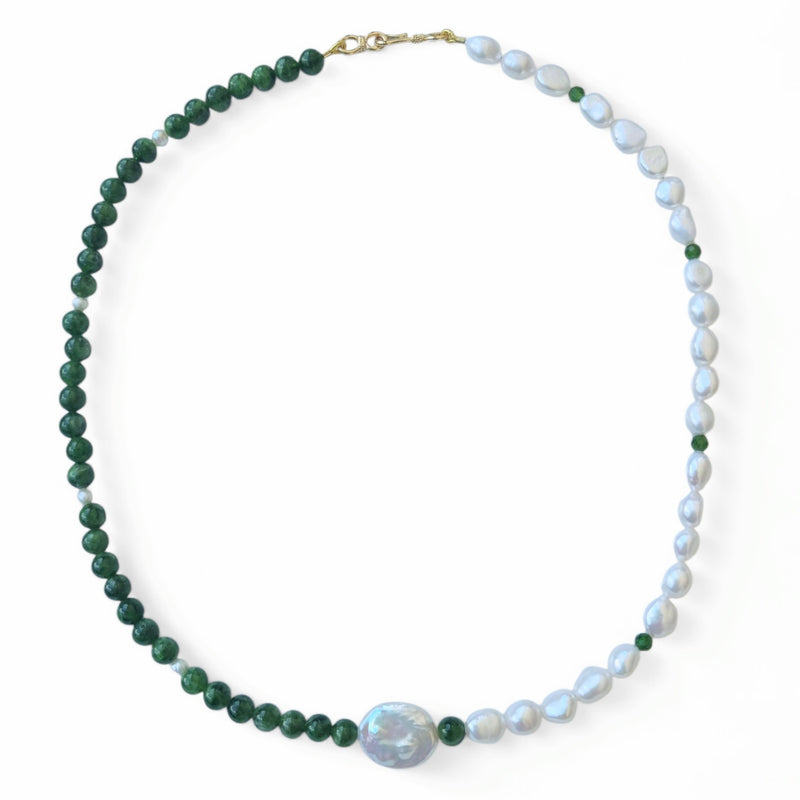 Sierra Freshwater Pearl and Chrome Diopside Necklace