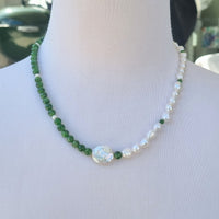 Sierra Freshwater Pearl and Chrome Diopside Necklace