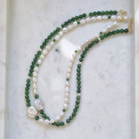 Sierra Freshwater Pearl and Chrome Diopside Necklace