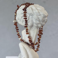 Sirocco Hessonite Garnet and Keshi Pearl Neckace