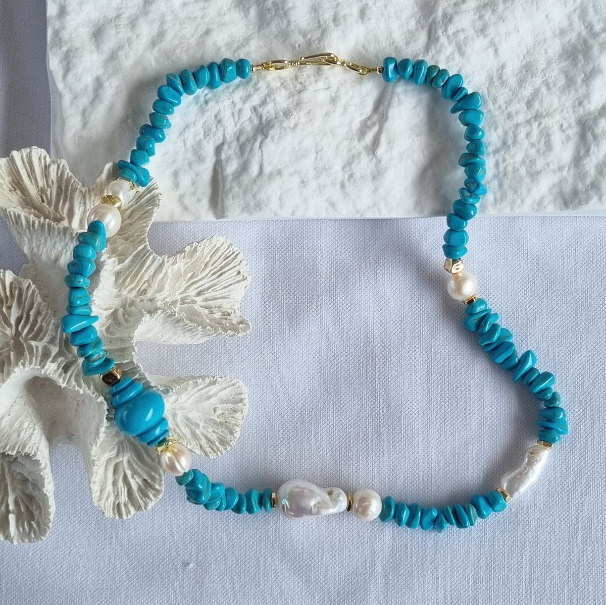 Sky Turquoise Pearl Necklace