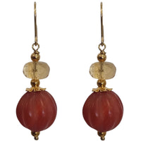 Solara Carved Carnelian and Citrine Earrings