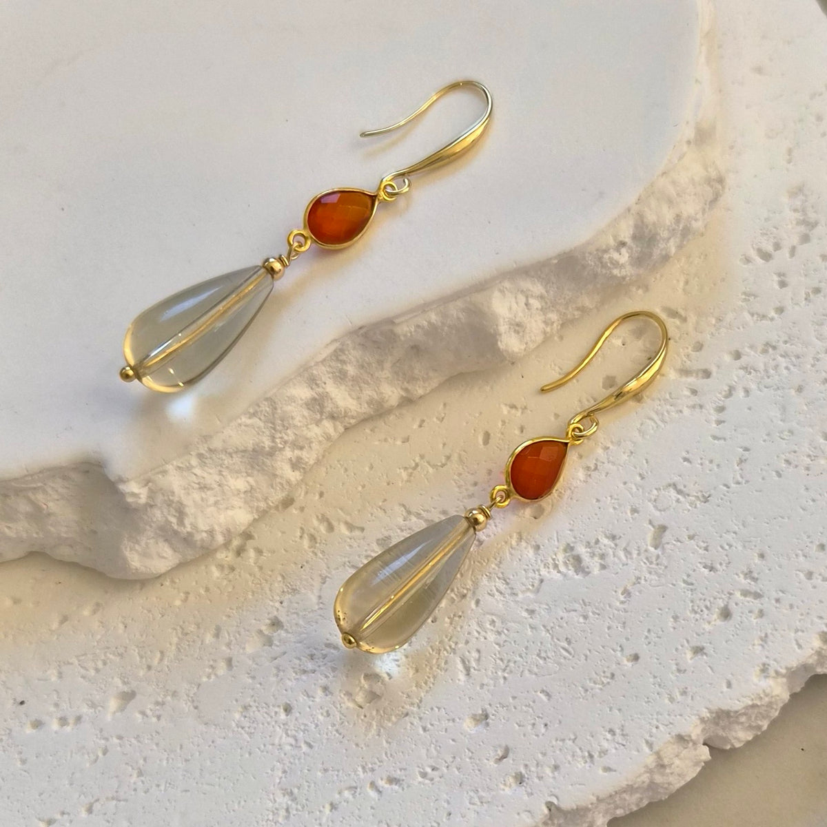 Solea Lemon Quartz and Carnelian Earrings