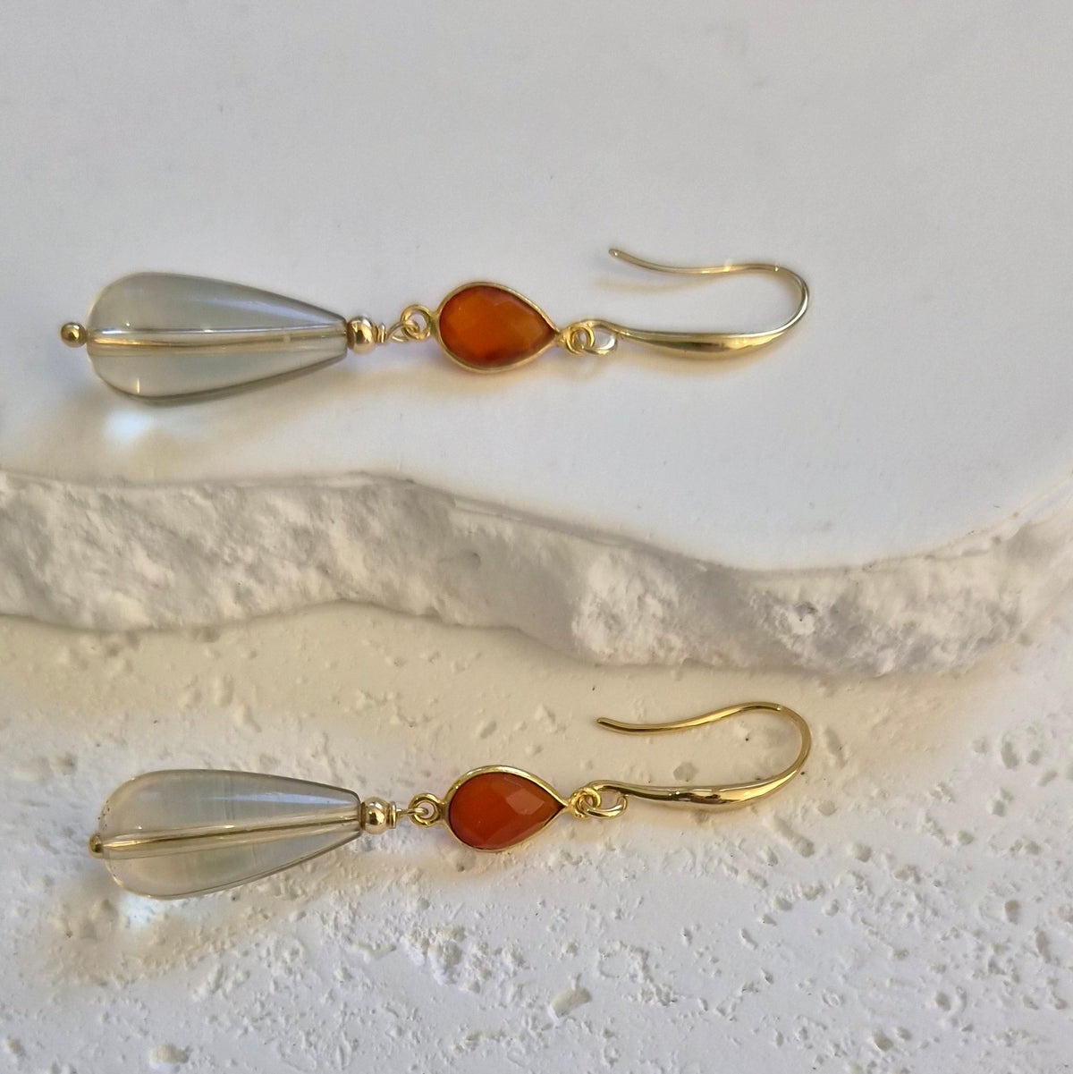 Solea Lemon Quartz and Carnelian Earrings