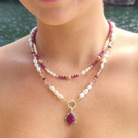 Sona necklace in ruby with Tusei necklace